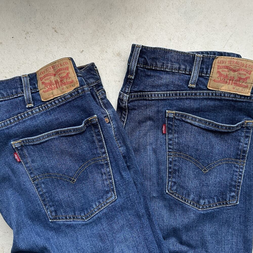 Levi’s 505 Denim Jeans Men's 42X32 (40x30) Blue Wash Straight Fit TWO PAIR